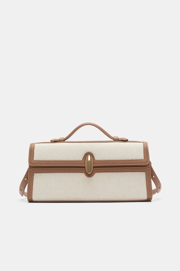 Textured Fabric Clutch  Toffee  hi-res