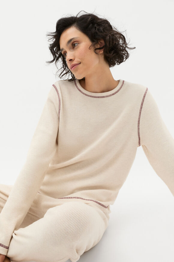 Waffle Top and Pant PJ Set  Oat Marle  hi-res