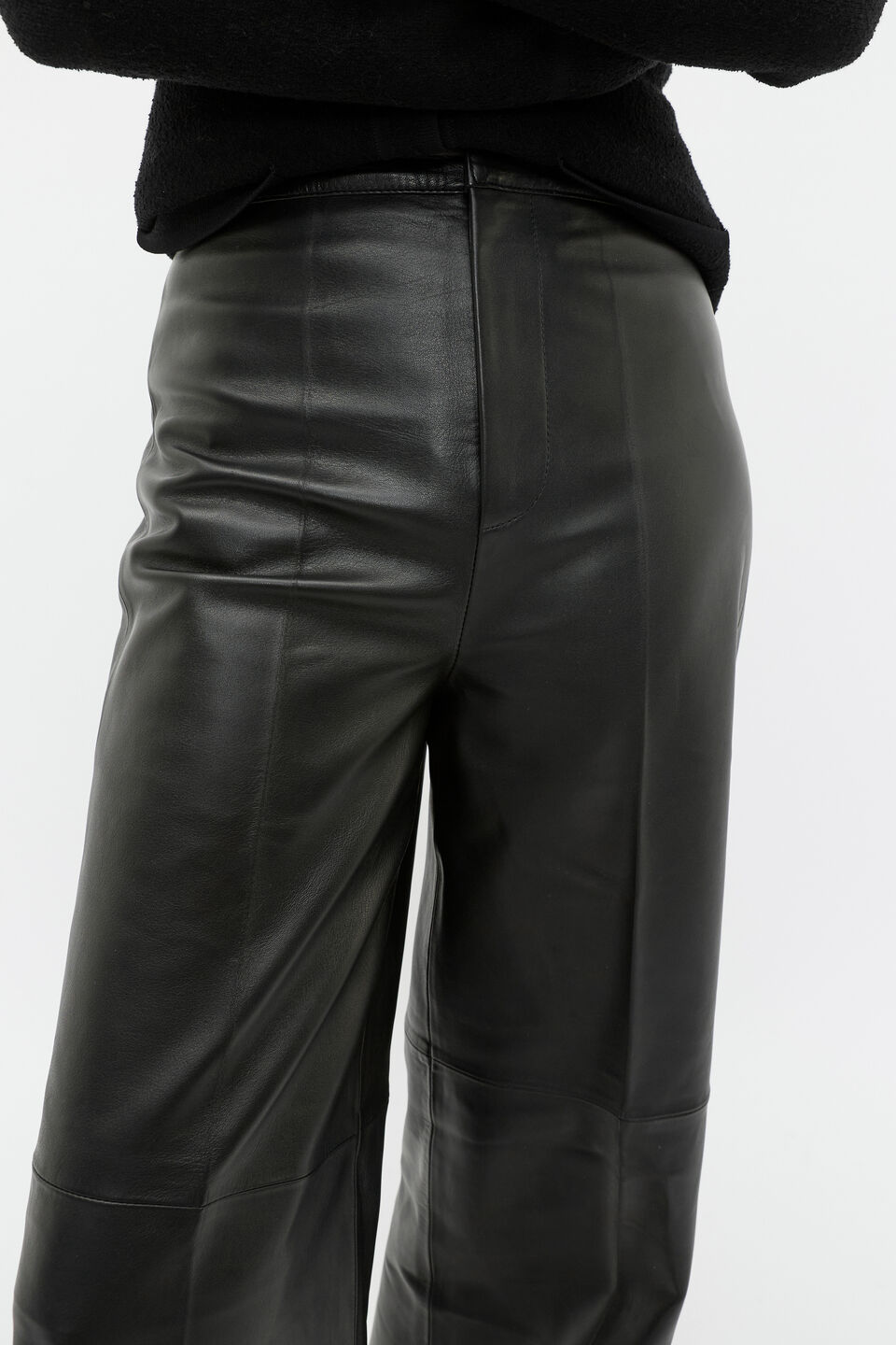 Leather High Rise Trouser  Black