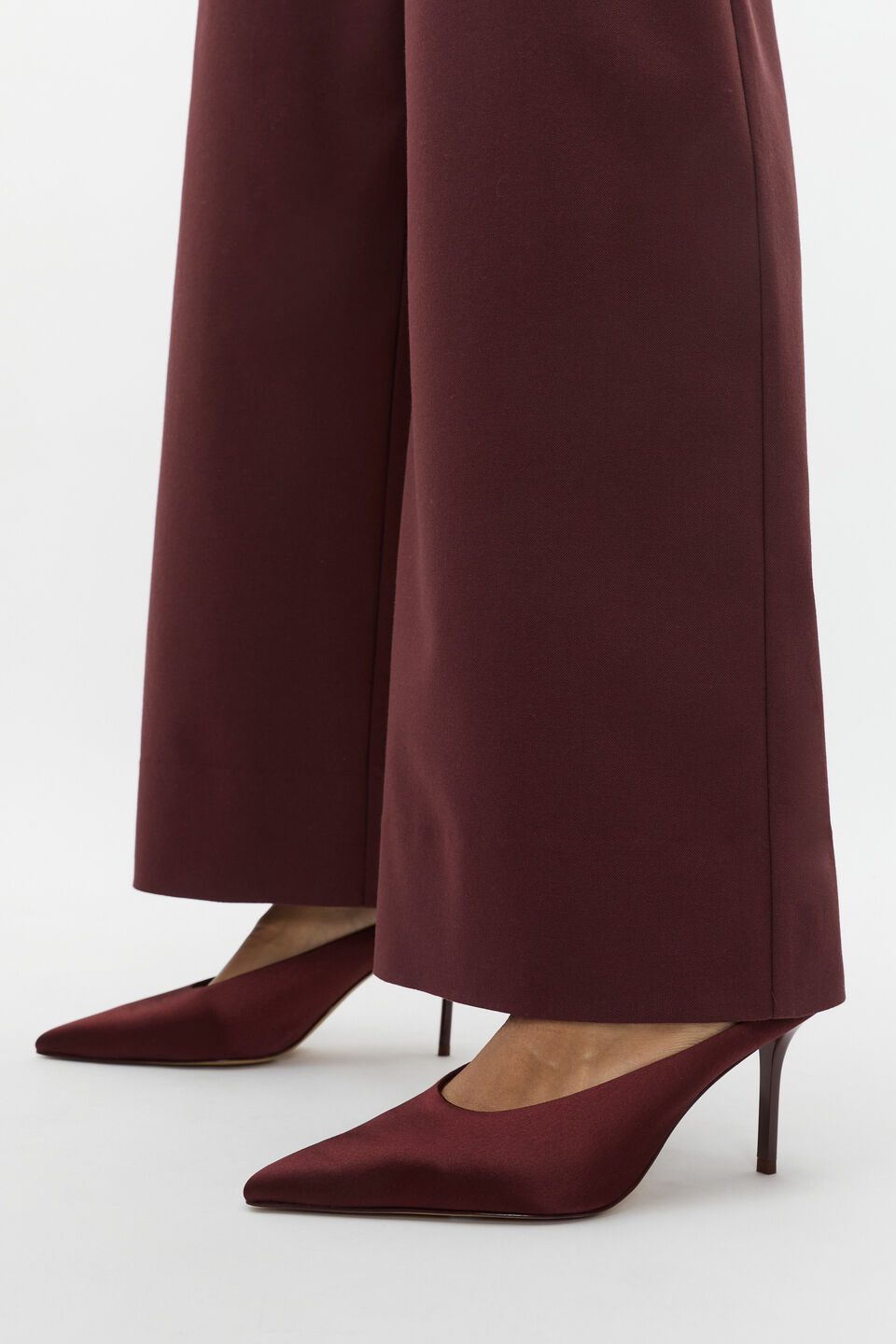 Aisha Satin Heeled Mule  Merlot