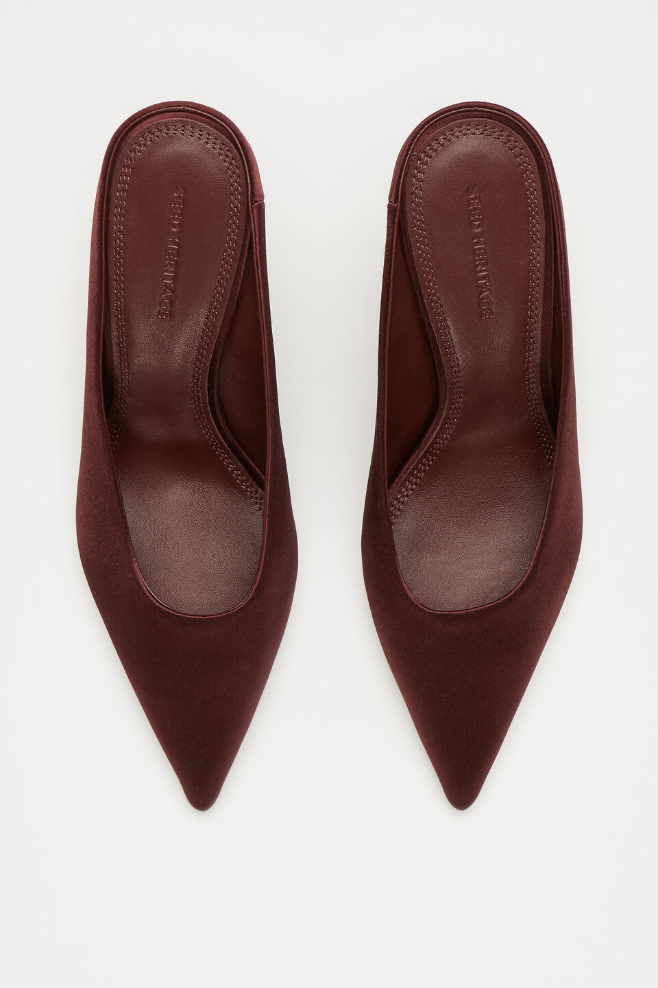 Aisha Satin Heeled Mule  Merlot