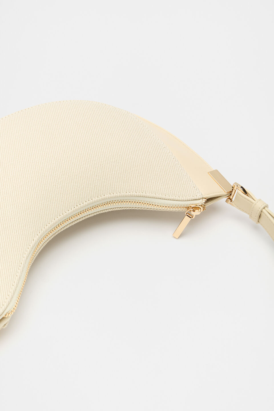 Textured Curved Shoulder Bag  Light Marzipan