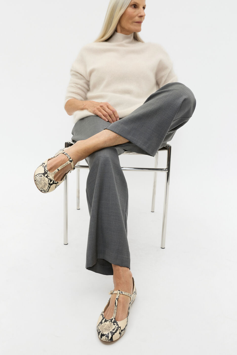 Elsie T-Bar Ballet Flat  Snake Print