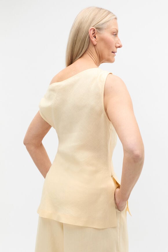 Linen Draped Shoulder Top  Shortbread  hi-res