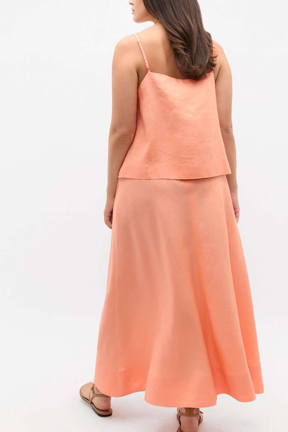 Core Linen Seam Front Skirt  Tangerine