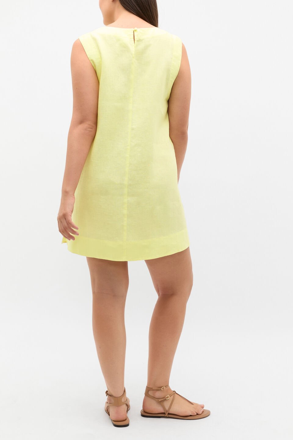 Linen A Line Mini Dress  Lemongrass
