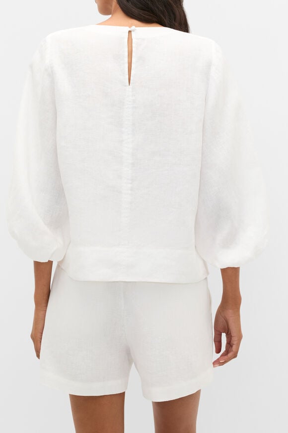Core Linen Balloon Sleeve Top  Whisper White  hi-res