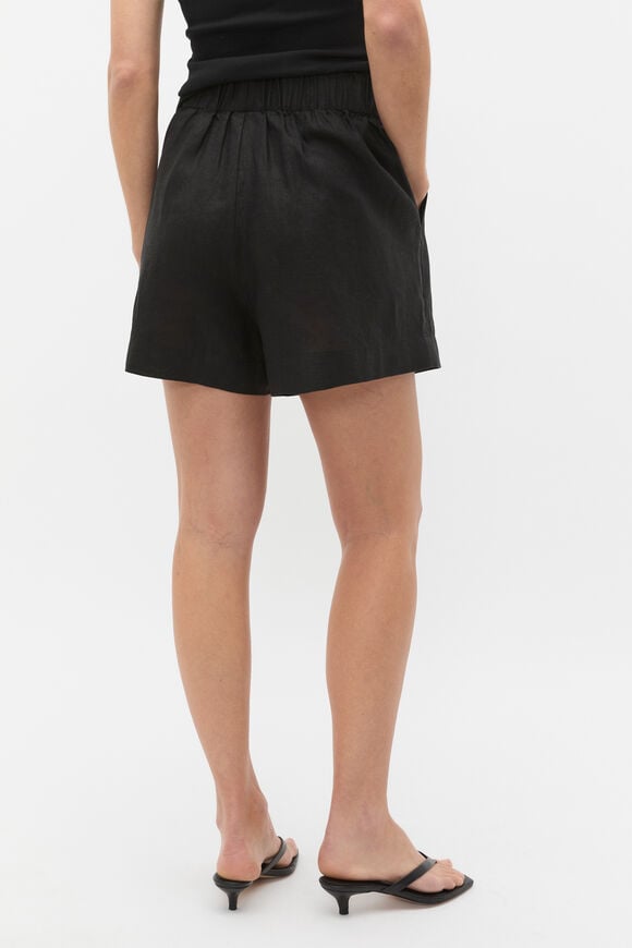 Core Linen Gathered Palazzo Short  Black  hi-res