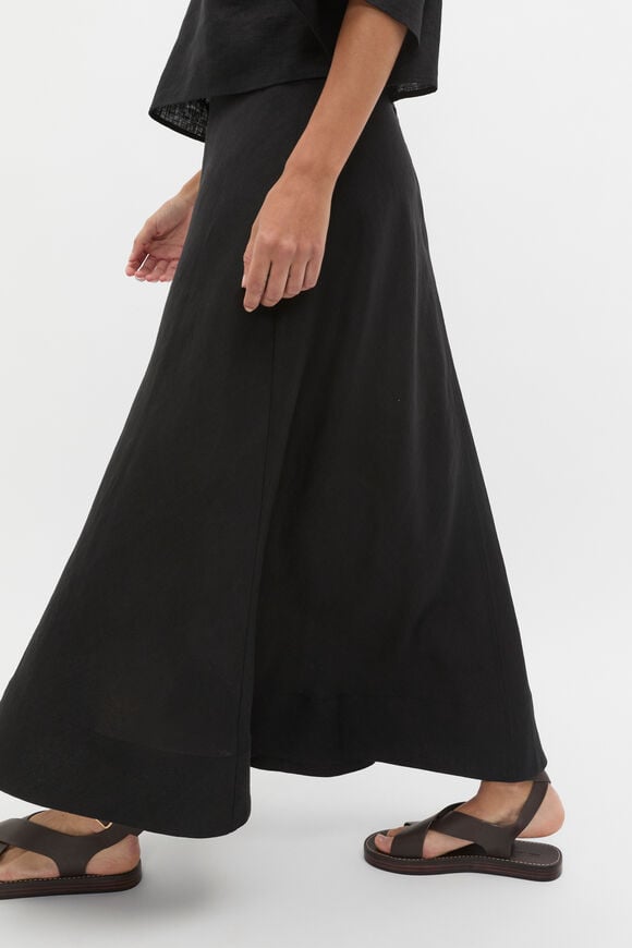 Core Linen Seam Front Skirt  Black  hi-res