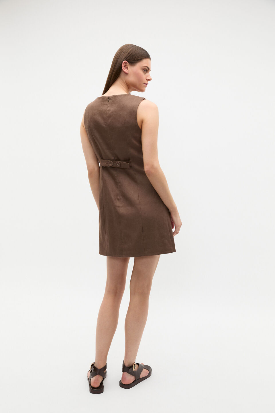 Linen Structured Shift Dress  Pinecone
