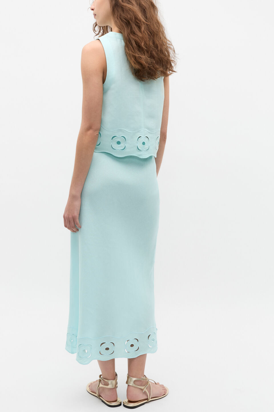 Retro Embroidered Hem Midi Skirt  Skyway