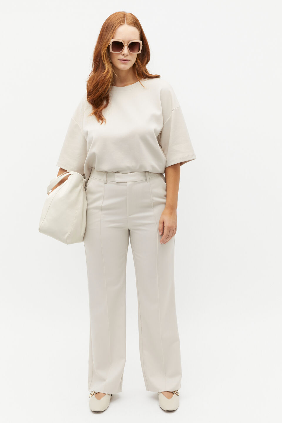 Wool Blend Tailored Pant  Oat