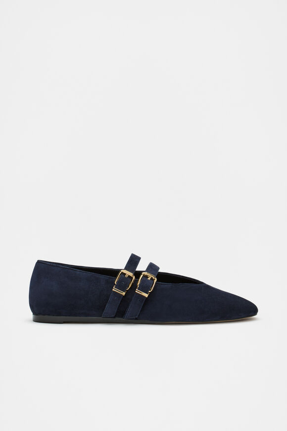 Astrid Suede Double Strap Ballet Flat  Twilight Blue Suede  hi-res