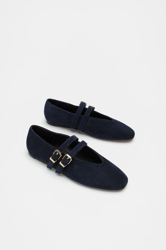 Astrid Suede Double Strap Ballet Flat  Twilight Blue Suede  hi-res