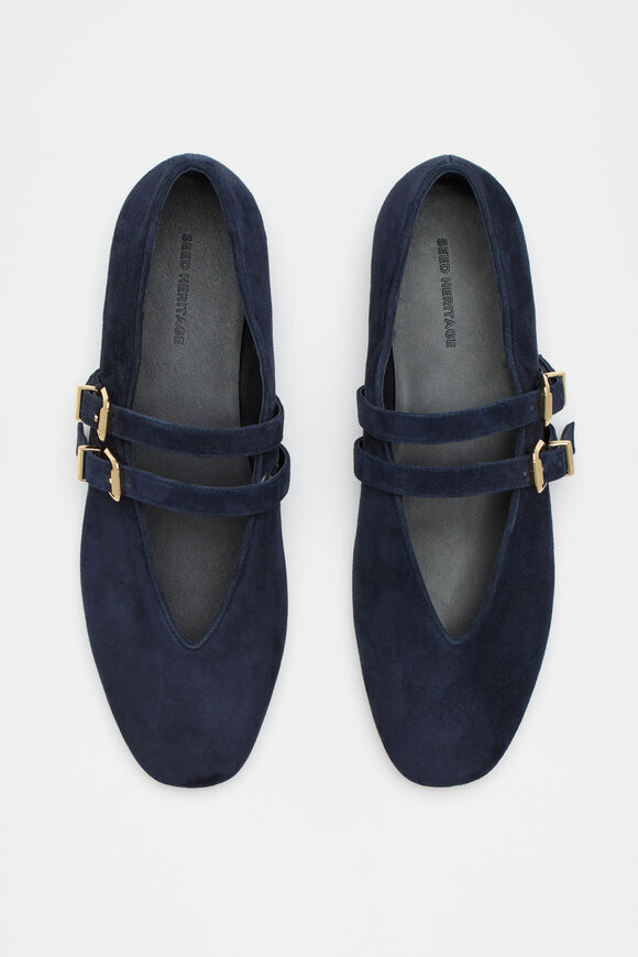 Astrid Suede Double Strap Ballet Flat  Twilight Blue Suede  hi-res