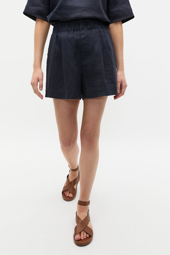 Core Linen Gathered Palazzo Short  Twilight Blue  hi-res