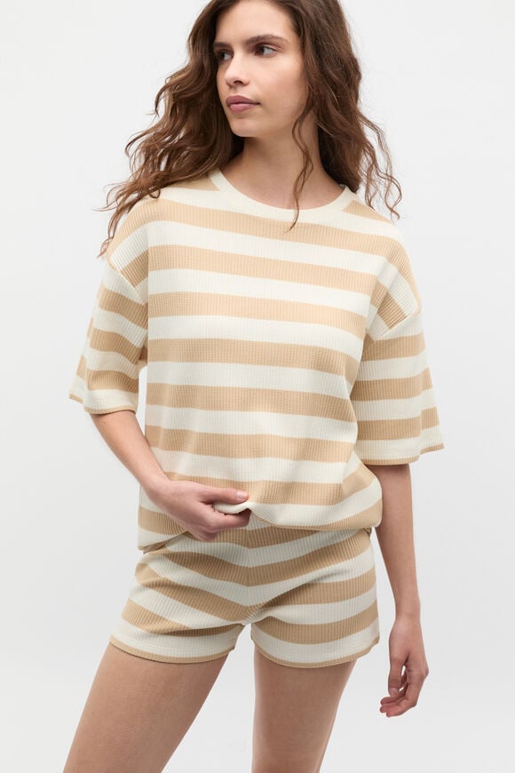 Stripe T-shirt and Short PJ Set  Ecru  hi-res