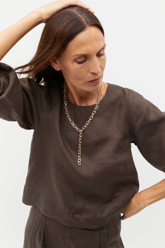 Textured Chain Necklace  Gold  hi-res