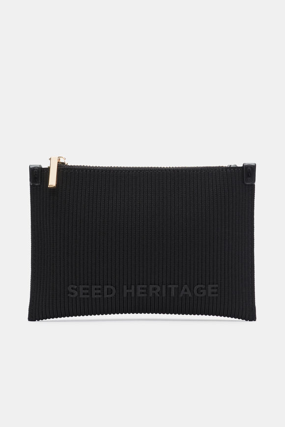Knit Zip Purse  Black  hi-res