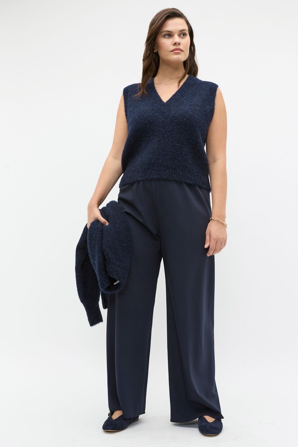 Lofty V Neck Vest  Twilight Blue