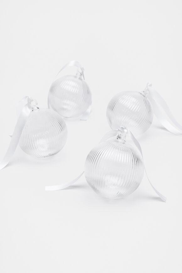 Glass Bauble Pack of 4  Clear  hi-res