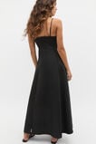 Linen Trim Insert Midi Dress  Black  hi-res