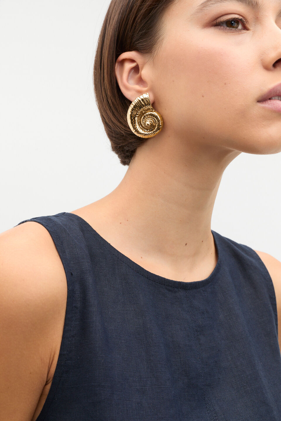 Spiral Shell Oversized Stud  Gold