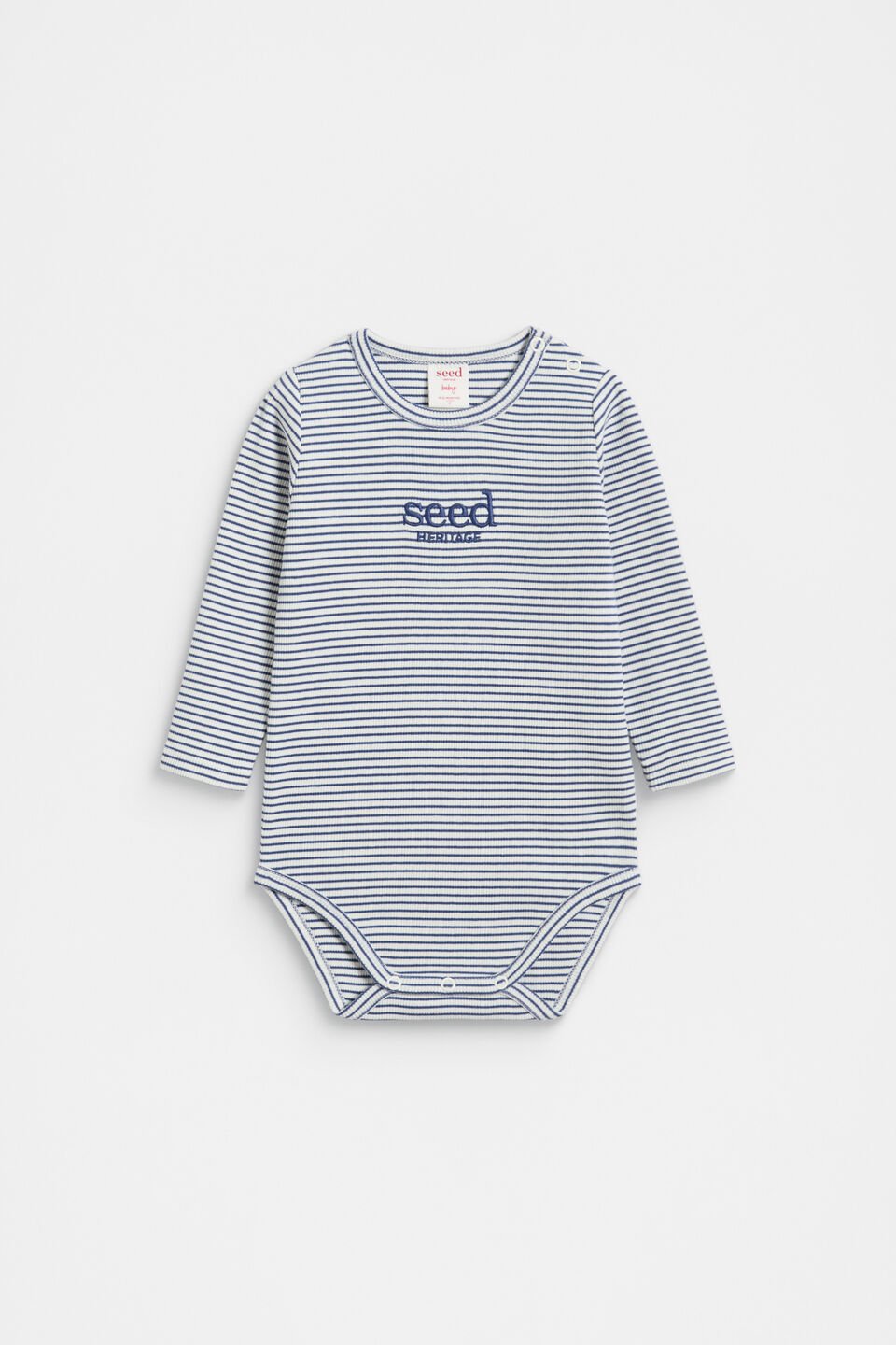 Core Rib Logo Bodysuit  Navy Stripe