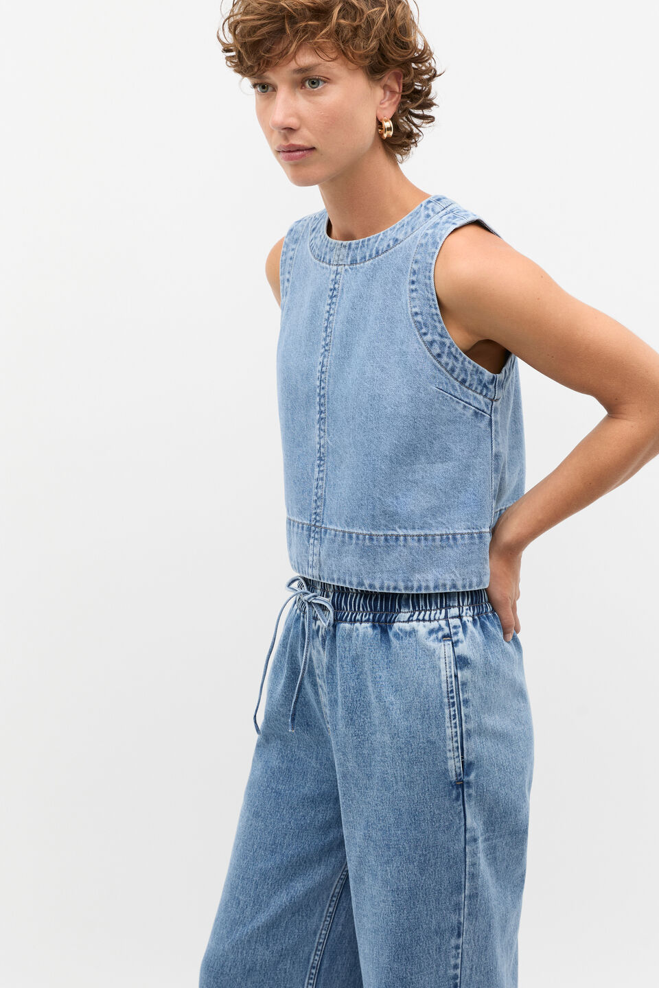 Denim Shell Top  Mist Blue Wash