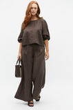 Linen Balloon Sleeve Top  Dark Espresso  hi-res