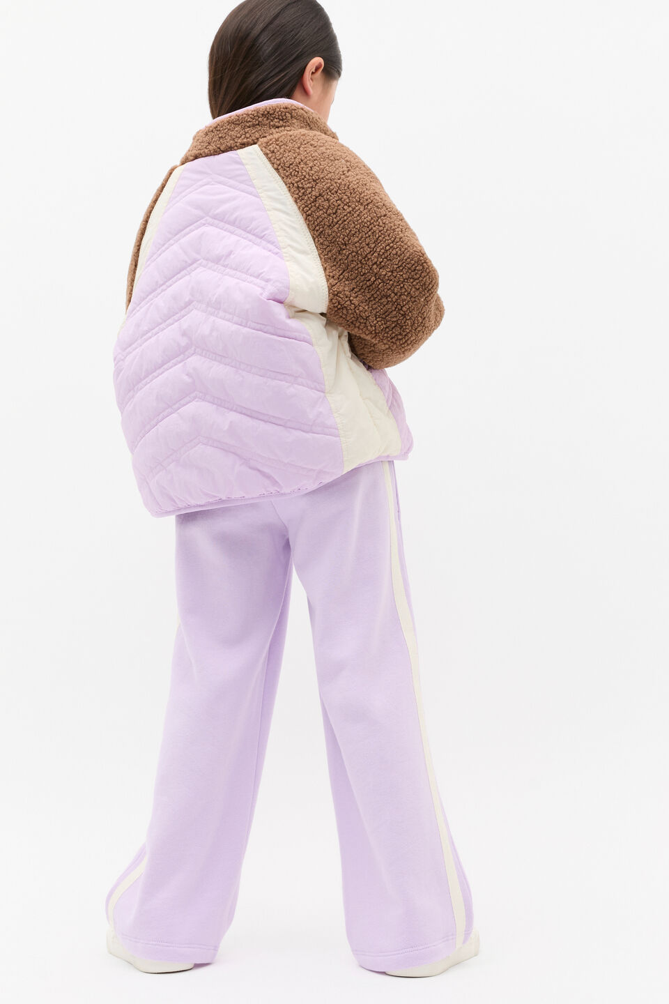 Spliced Teddy Jacket  Soft Lilac