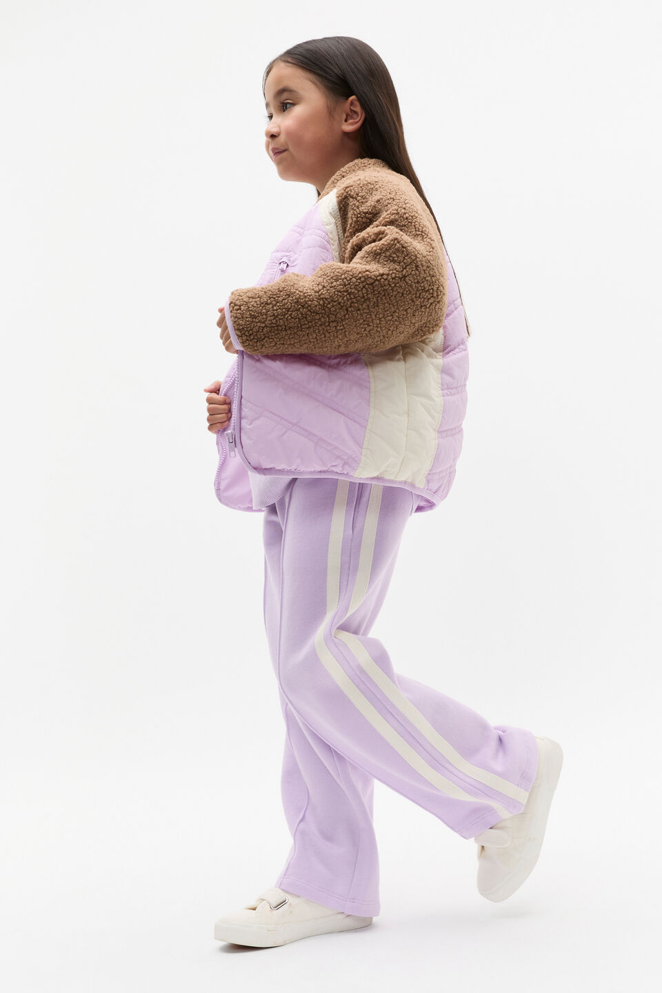 Spliced Teddy Jacket  Soft Lilac