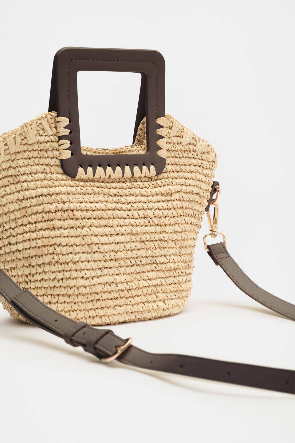Mini Raffia Crossbody Bag  Chocolate