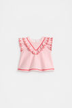 Stripe Scallop Top  Strawberry Red  hi-res