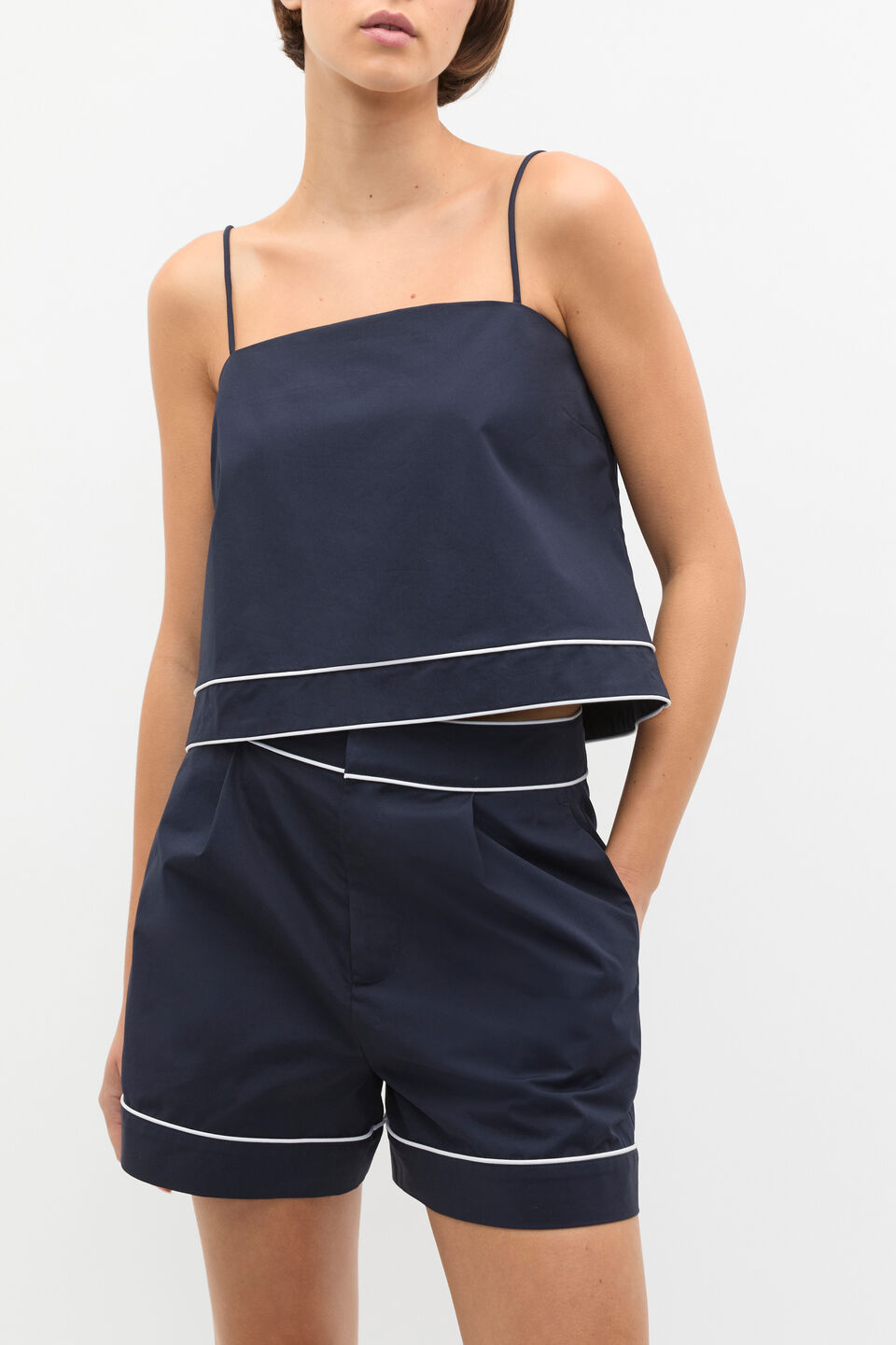 Cotton Tipping Short  Twilight Blue