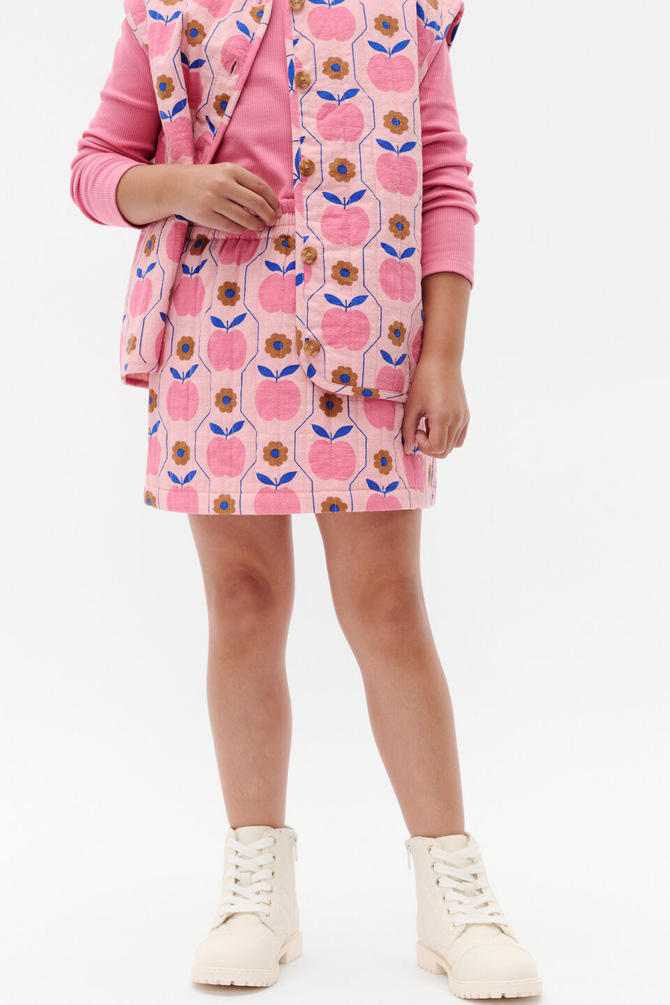 Apple Quilted Skirt  Rose Petal