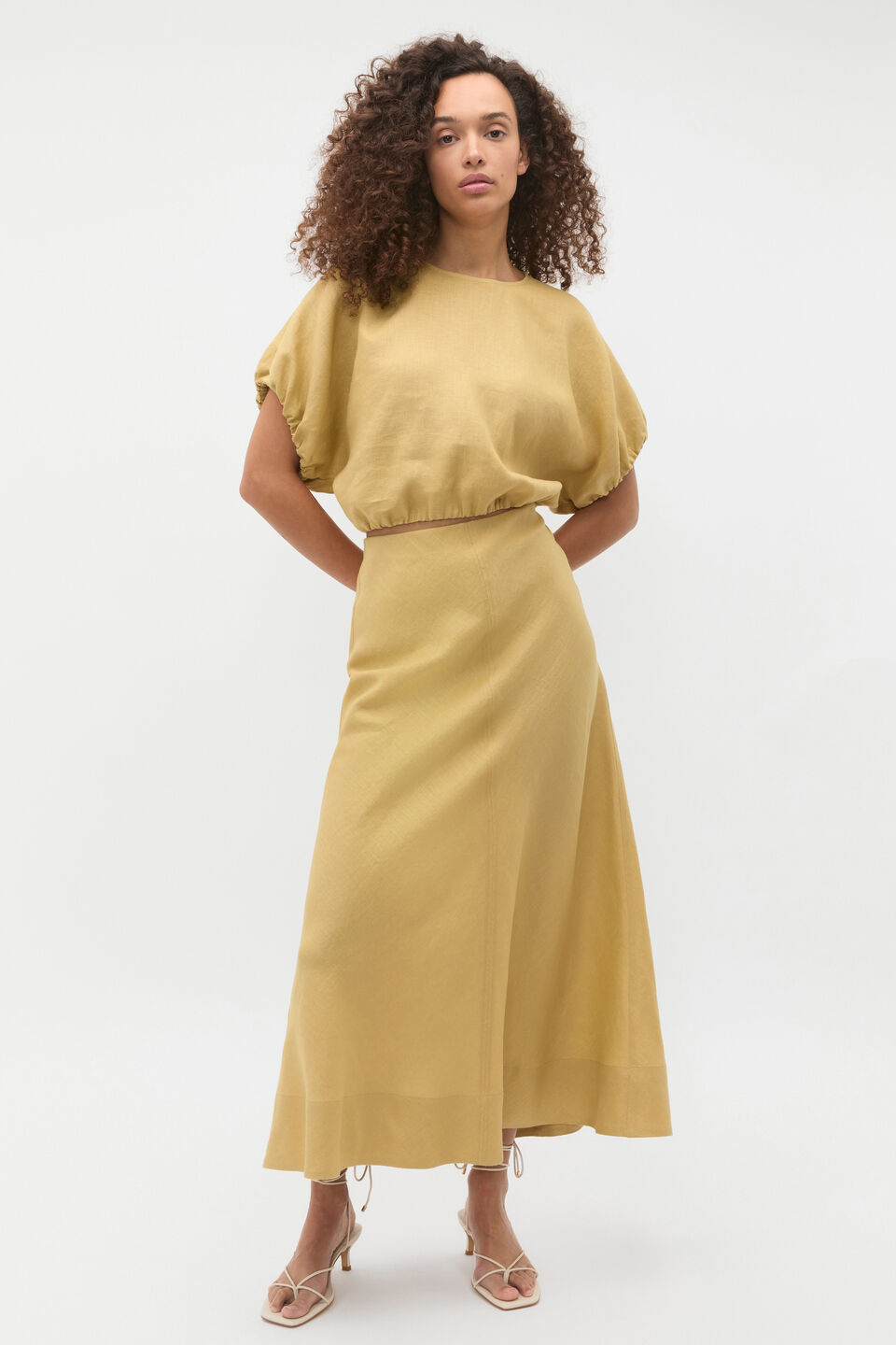 Linen Bubble Top  Honey