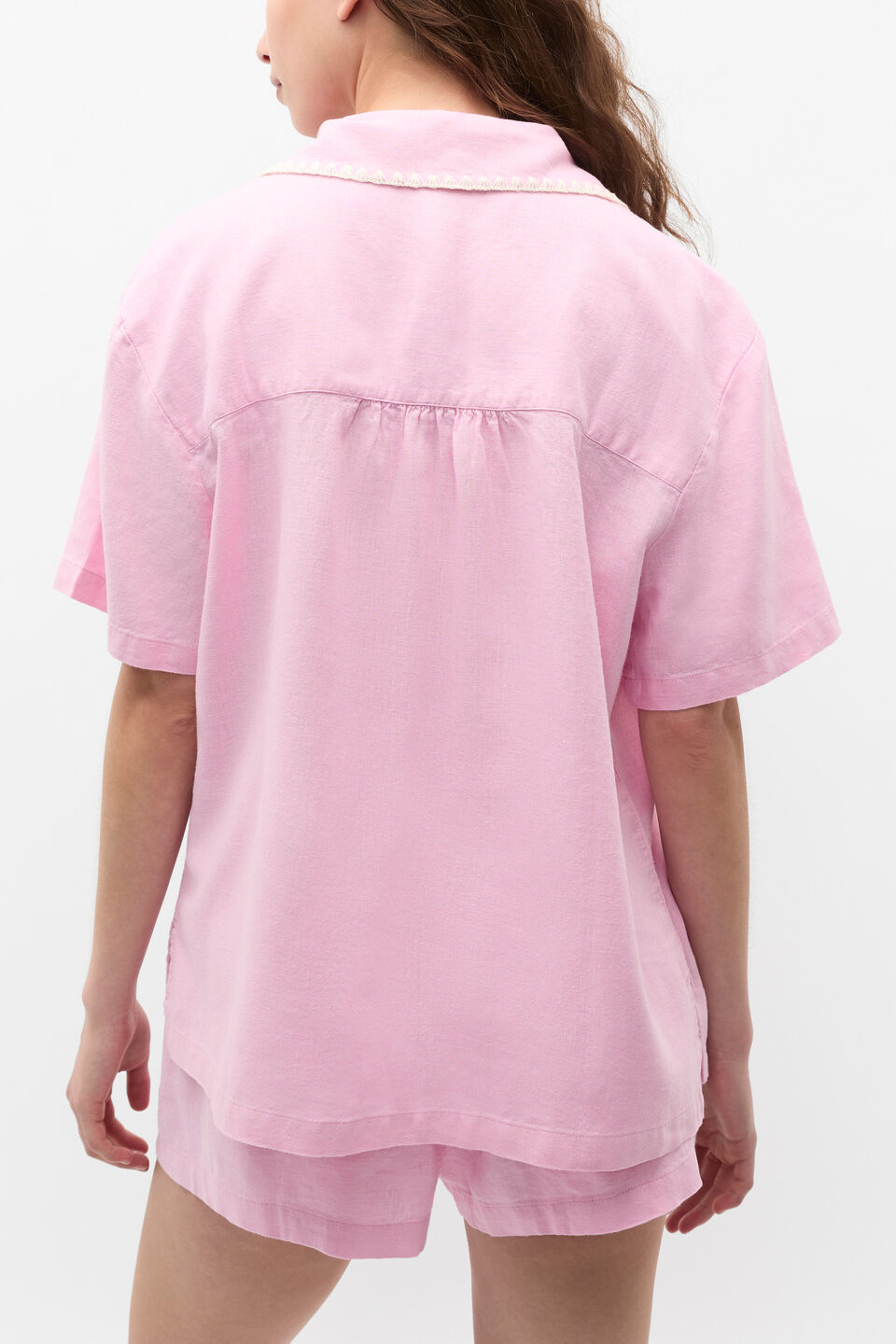 Embroidered Shirt and Short PJ Set  Fairy Floss