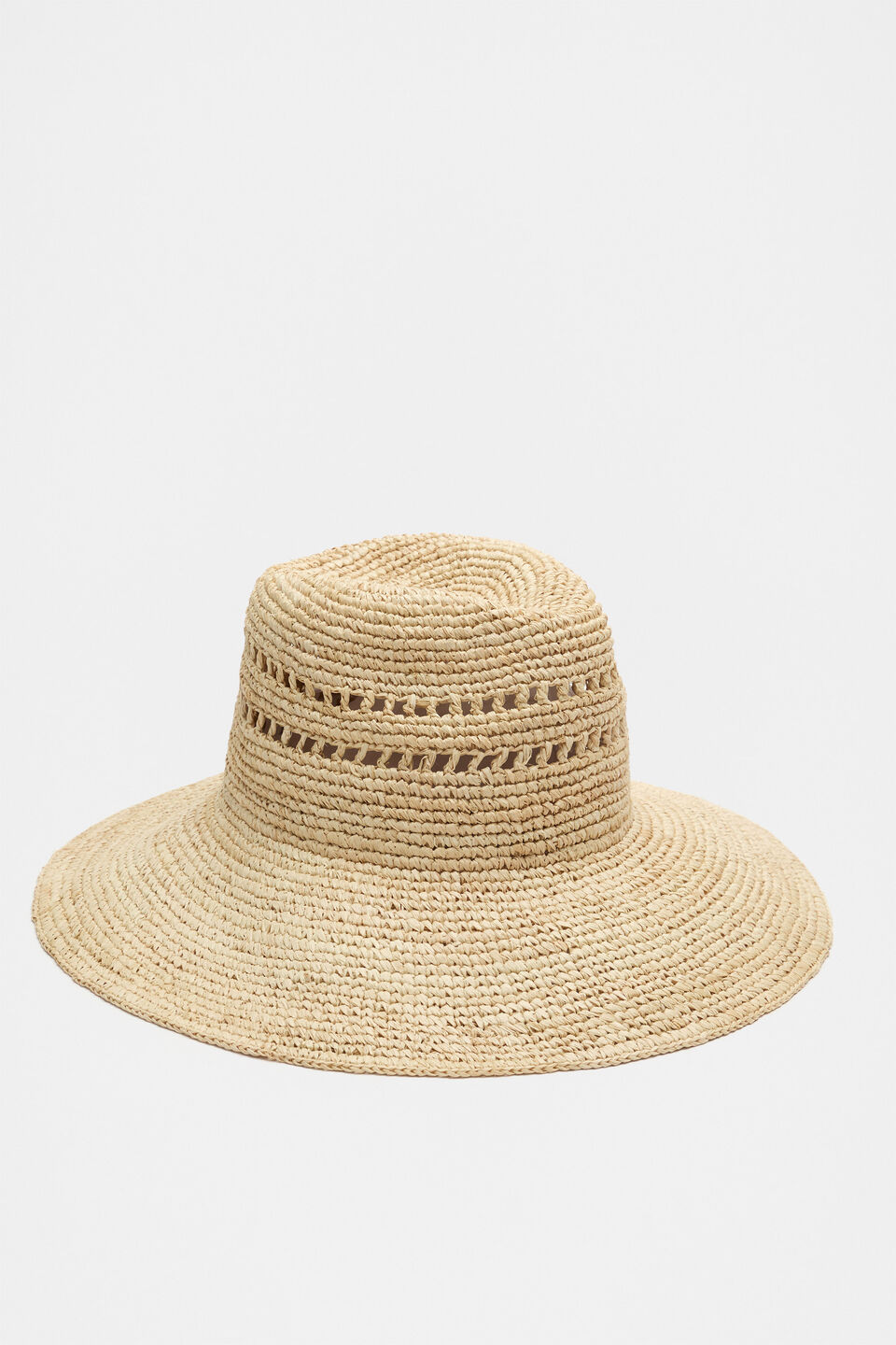Wide Brim Detail Fedora  Natural