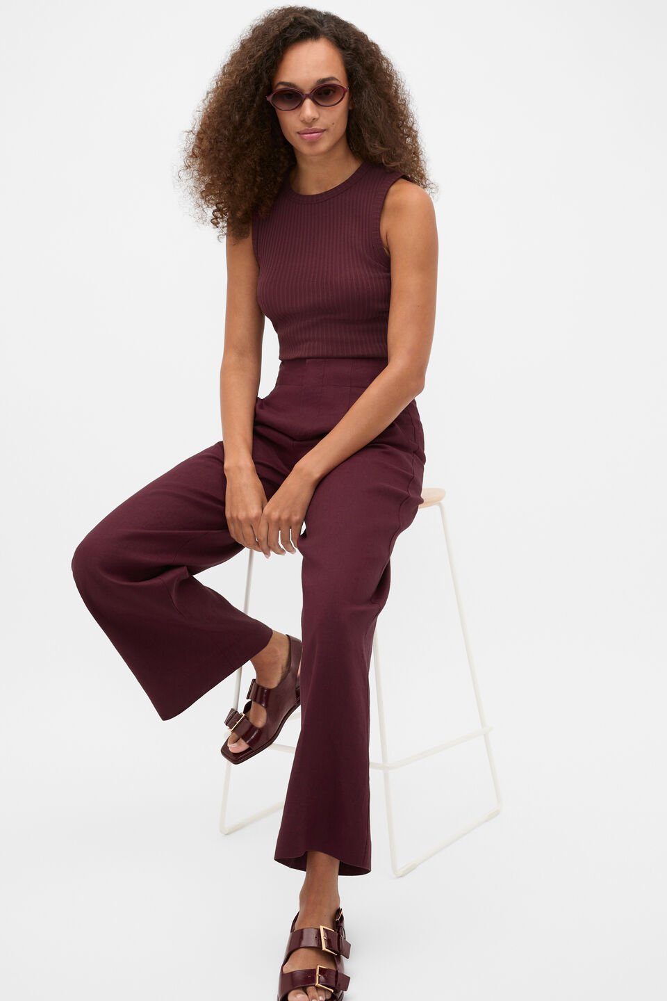 Cotton Rib Tank  Plum Red