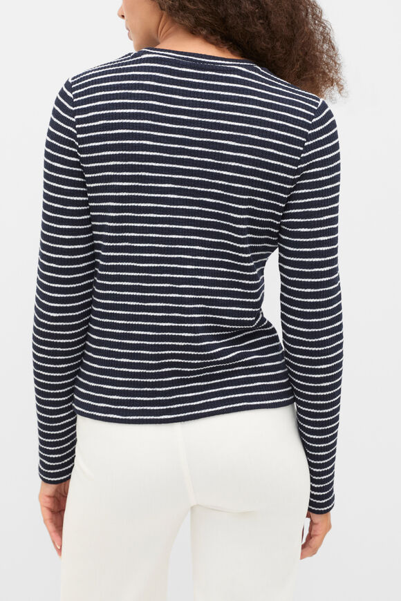 Self Stripe Textured Top  Twilight Blue Stripe  hi-res