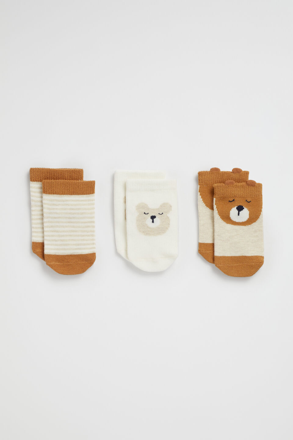 Bear Sock 3 Pack  Nutmeg