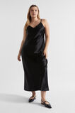 Satin Lace Trim Slip Dress  Black  hi-res