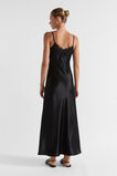 Satin Lace Trim Slip Dress  Black  hi-res