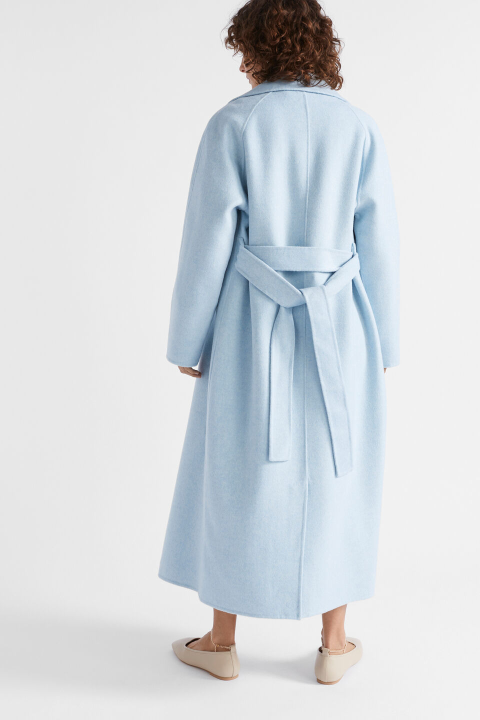 Wool Blend Tie Coat  Capri Marle