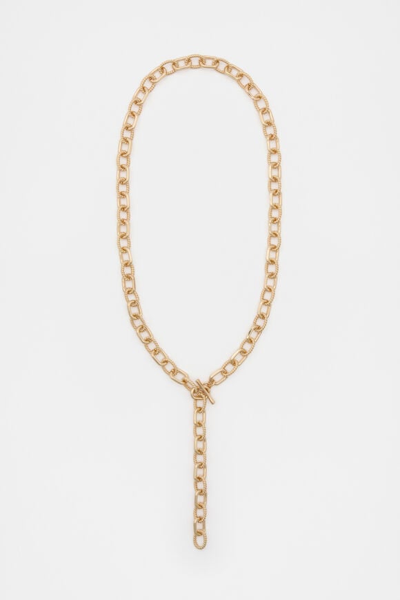 Textured Chain Necklace  Gold  hi-res