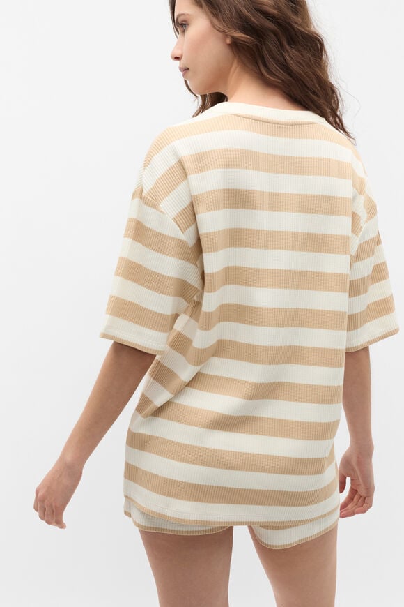 Stripe T-shirt and Short PJ Set  Ecru  hi-res
