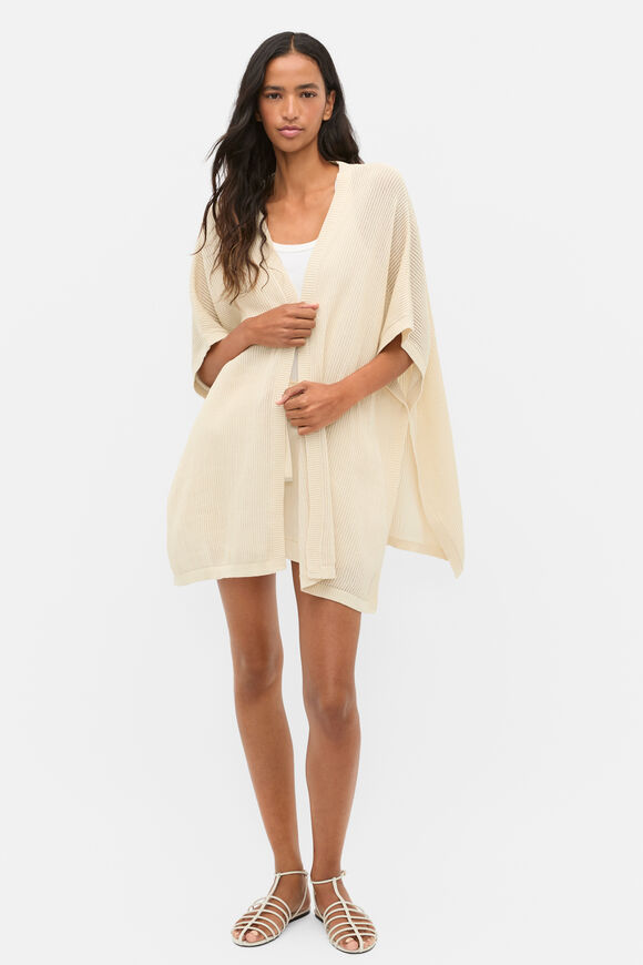 Open Weave Poncho  Coconut Cream  hi-res
