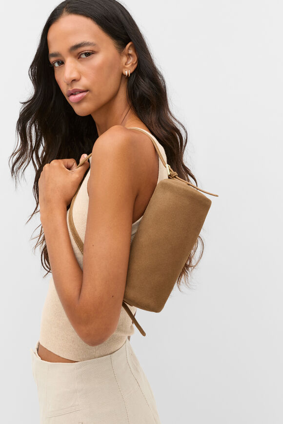 Suede Pouch Shoulder Bag  Toffee  hi-res