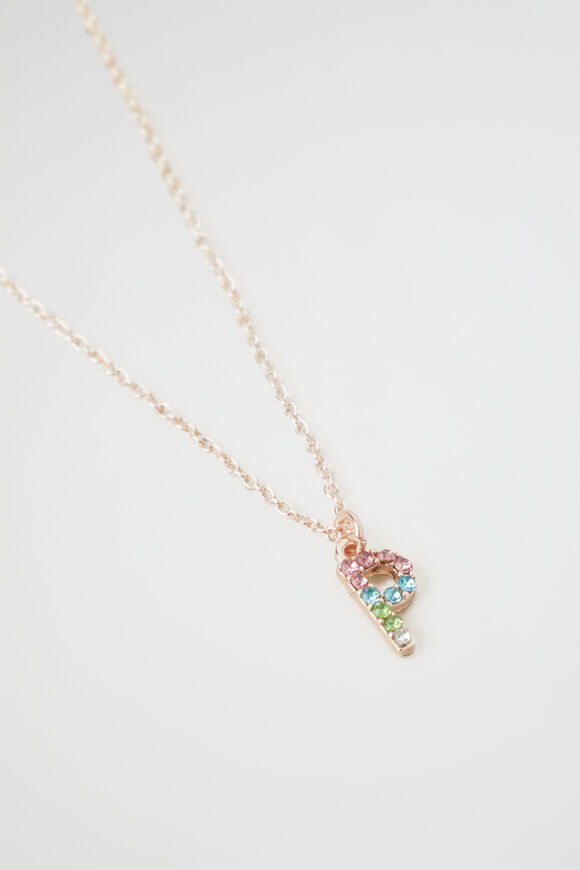 Rainbow Diamante Initial Necklace  P  hi-res